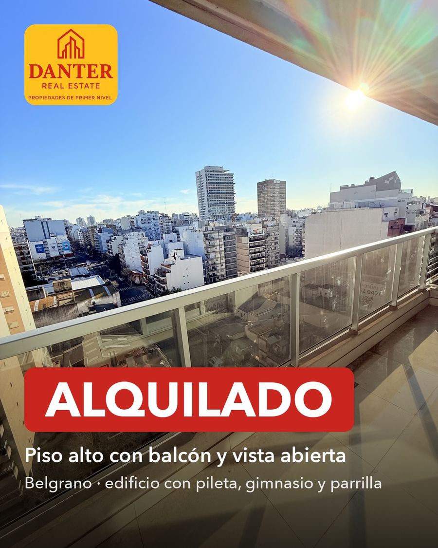 Alquilado: piso alto con balcón y vista abierta, Belgrano
